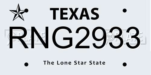 RNG2933 Texas License Plate