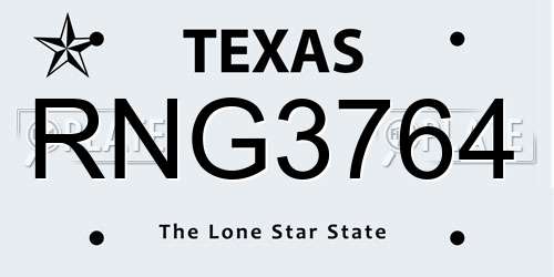 RNG3764 Texas License Plate