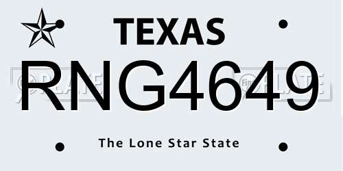 RNG4649 Texas License Plate