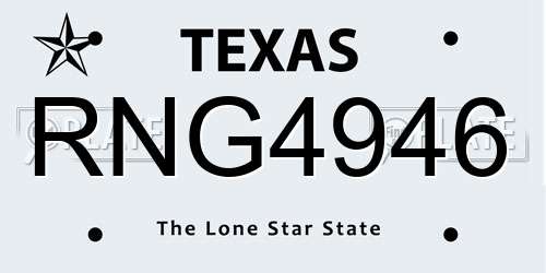 RNG4946 Texas License Plate