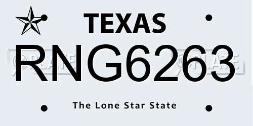 RNG6263 Texas License Plate