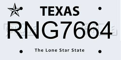 RNG7664 Texas License Plate