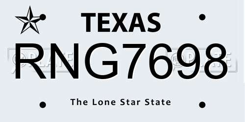 RNG7698 Texas License Plate