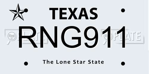 RNG911 Texas License Plate