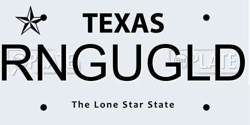 RNGUGLD Texas License Plate