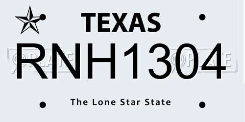 RNH1304 Texas License Plate