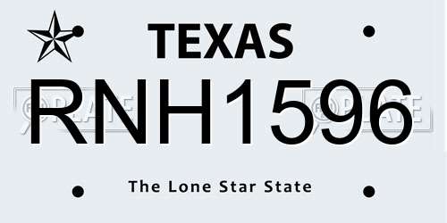 RNH1596 Texas License Plate