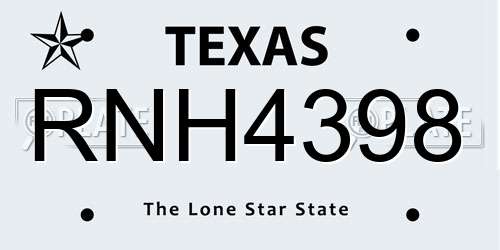 RNH4398 Texas License Plate