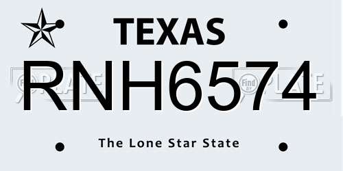 RNH6574 Texas License Plate