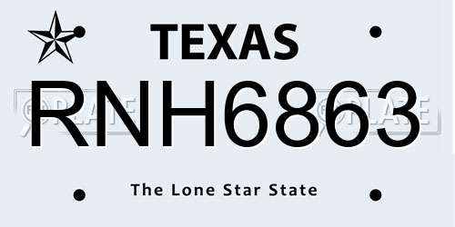 RNH6863 Texas License Plate