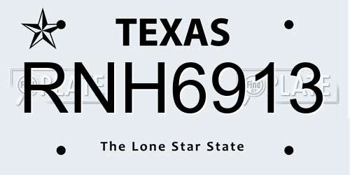 RNH6913 Texas License Plate