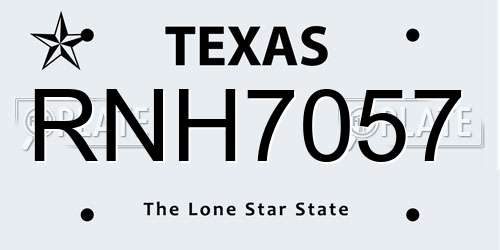 RNH7057 Texas License Plate