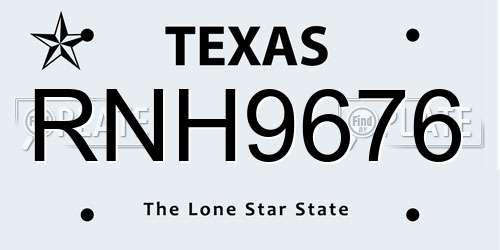 RNH9676 Texas License Plate