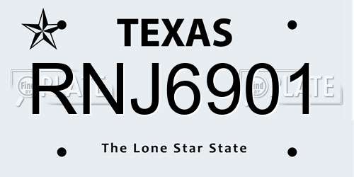 RNJ6901 Texas License Plate
