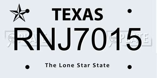 RNJ7015 Texas License Plate