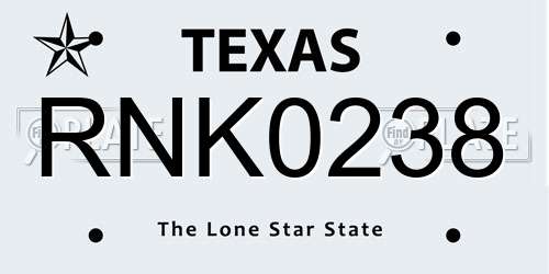RNK0238 Texas License Plate