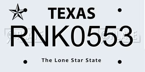 RNK0553 Texas License Plate