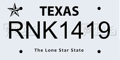RNK1419 Texas License Plate