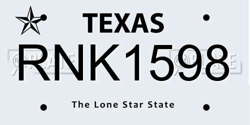 RNK1598 Texas License Plate