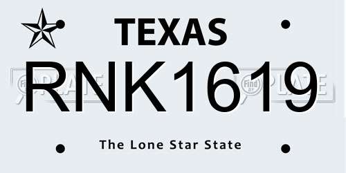 RNK1619 Texas License Plate