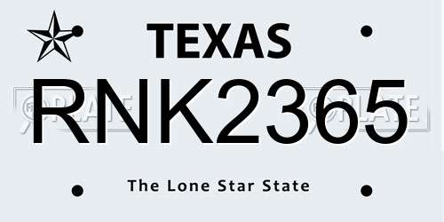RNK2365 Texas License Plate