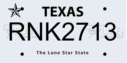 RNK2713 Texas License Plate
