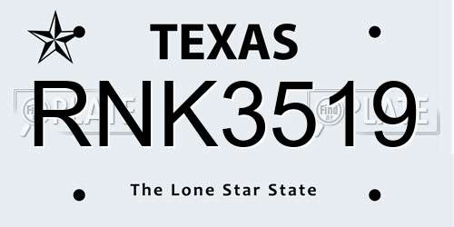 RNK3519 Texas License Plate