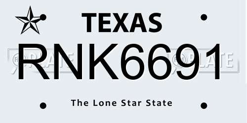 RNK6691 Texas License Plate