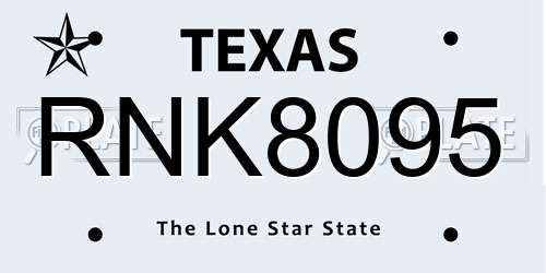 RNK8095 Texas License Plate
