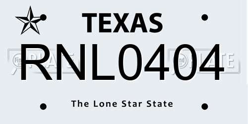 RNL0404 Texas License Plate