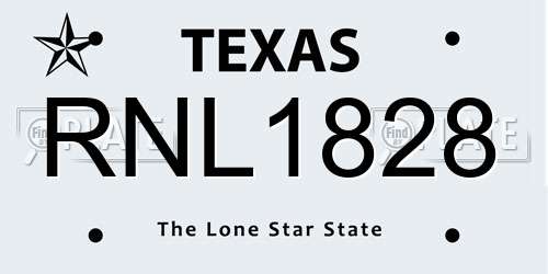 RNL1828 Texas License Plate