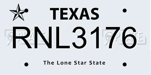 RNL3176 Texas License Plate
