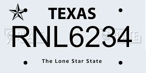 RNL6234 Texas License Plate