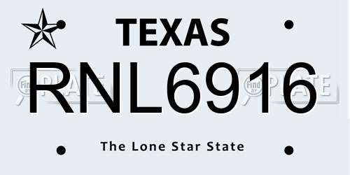 RNL6916 Texas License Plate