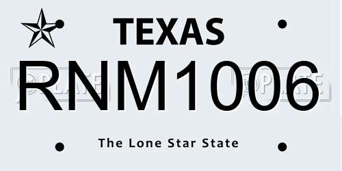 RNM1006 Texas License Plate