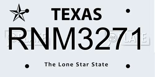 RNM3271 Texas License Plate