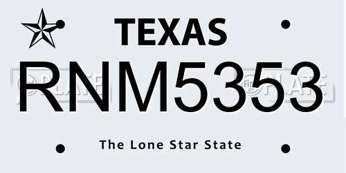 RNM5353 Texas License Plate