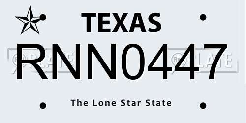 RNN0447 Texas License Plate