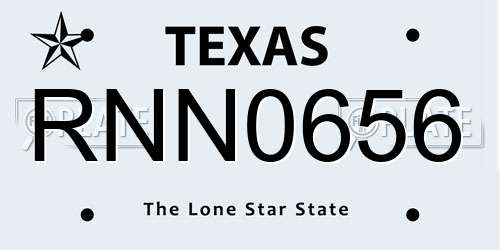 RNN0656 Texas License Plate