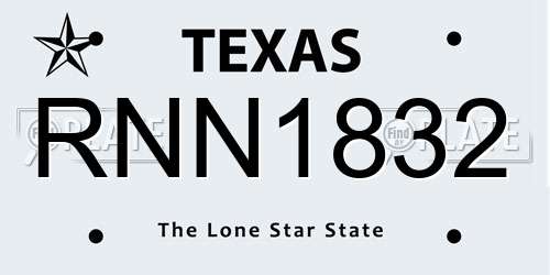 RNN1832 Texas License Plate