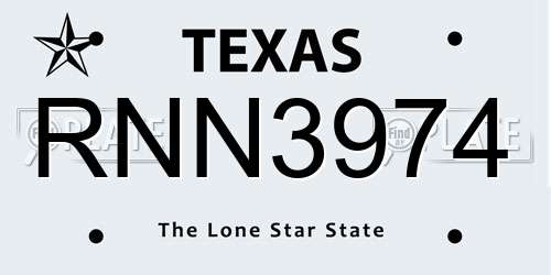 RNN3974 Texas License Plate