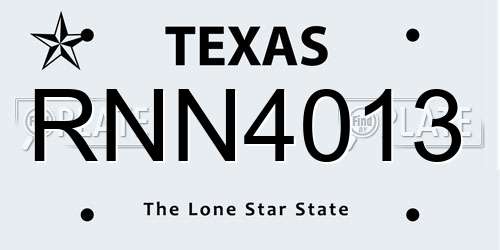 RNN4013 Texas License Plate