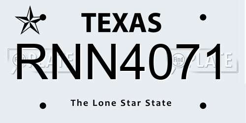RNN4071 Texas License Plate