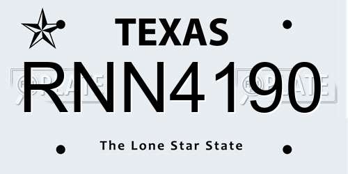 RNN4190 Texas License Plate