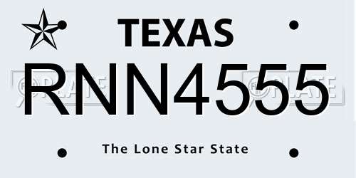 RNN4555 Texas License Plate