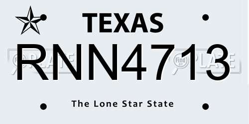 RNN4713 Texas License Plate