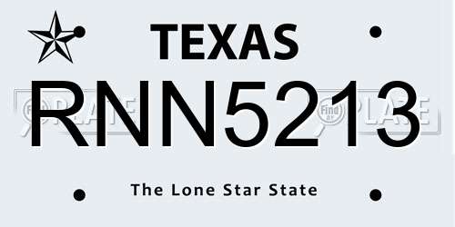 RNN5213 Texas License Plate