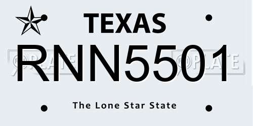 RNN5501 Texas License Plate