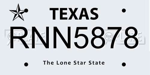 RNN5878 Texas License Plate