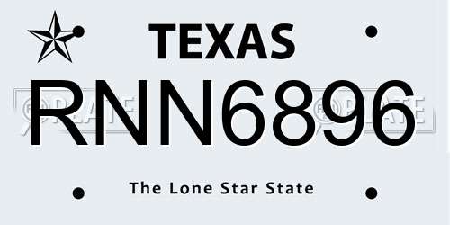 RNN6896 Texas License Plate